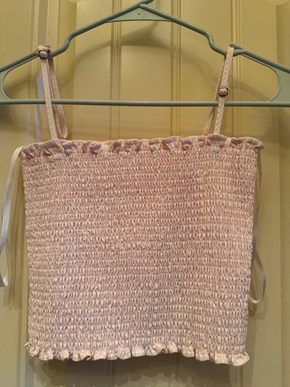 Gianni Bini Pink Smocked Ruffle Cami Top